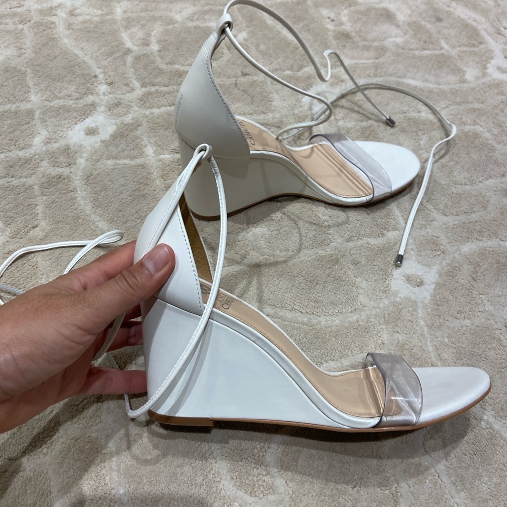Vince Camuto Stassia Elegant White Wedge heeled Sandals